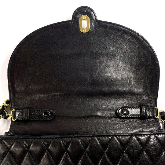 BALLY Shoulder Bag leather black 2WAY Quilting Chain Shoulder