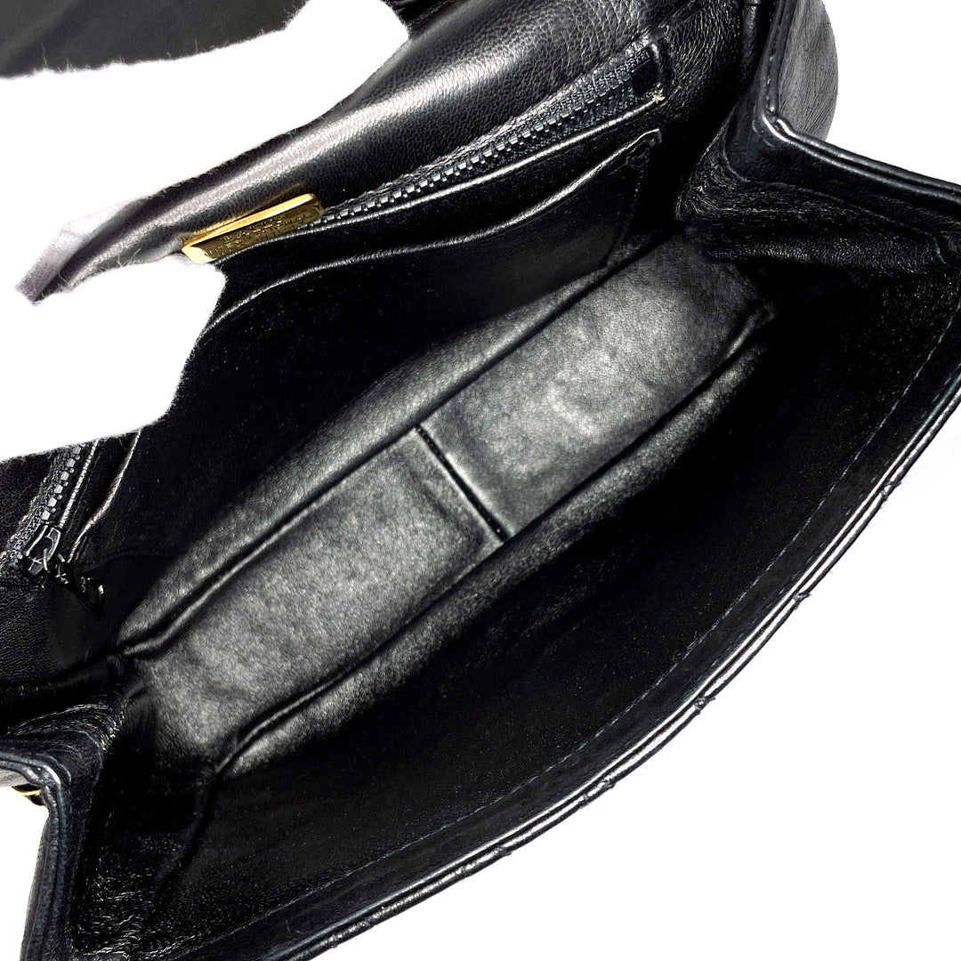 BALLY Shoulder Bag leather black 2WAY Quilting Chain Shoulder