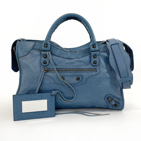 BALENCIAGA Handbag 115748・4245 leather blue The city