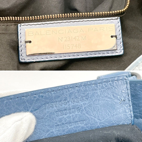 BALENCIAGA Handbag 115748・4245 leather blue The city