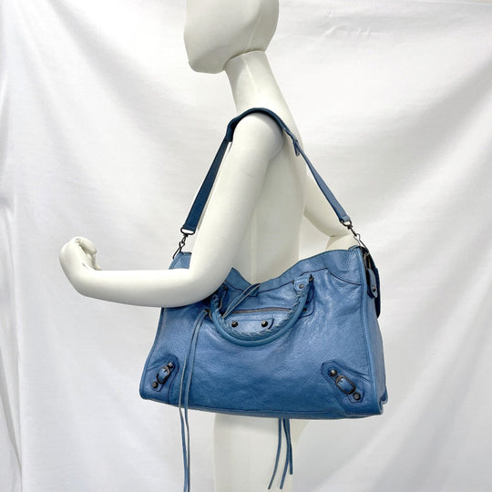 BALENCIAGA Handbag 115748・4245 leather blue The city