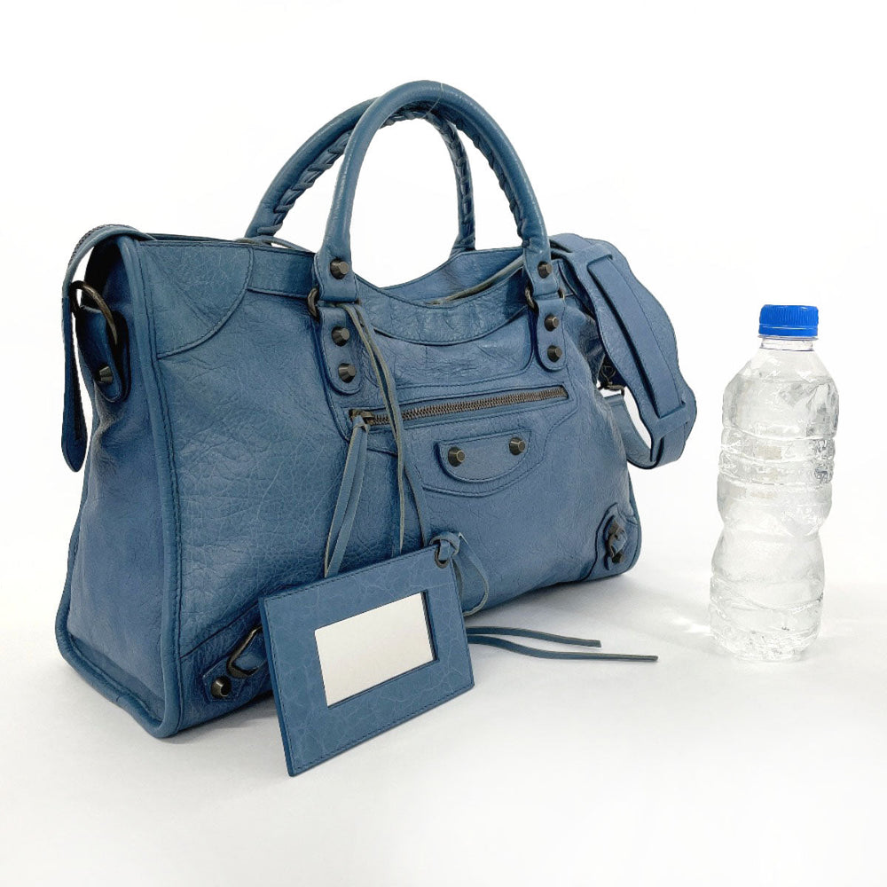 BALENCIAGA Handbag 115748・4245 leather blue The city