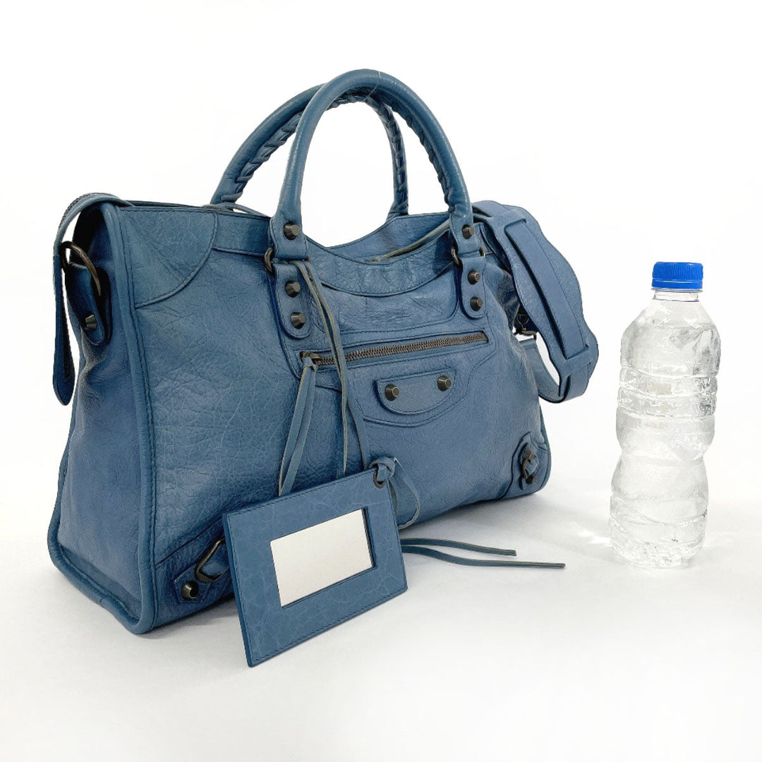 BALENCIAGA Handbag 115748・4245 leather blue The city