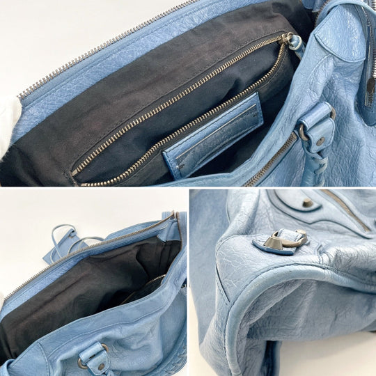 BALENCIAGA Handbag 115748・4245 leather blue The city
