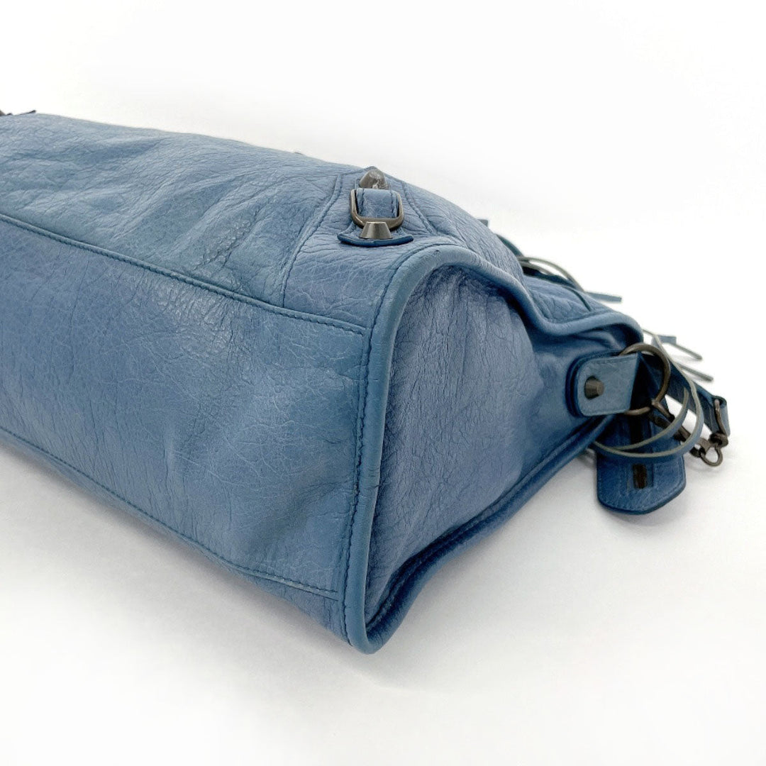BALENCIAGA Handbag 115748・4245 leather blue The city