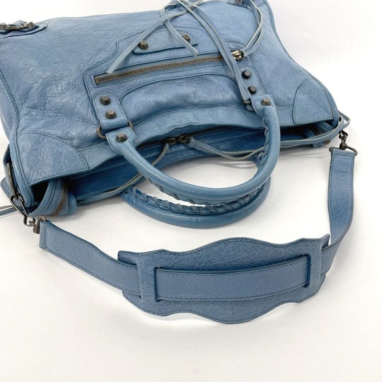 BALENCIAGA Handbag 115748・4245 leather blue The city