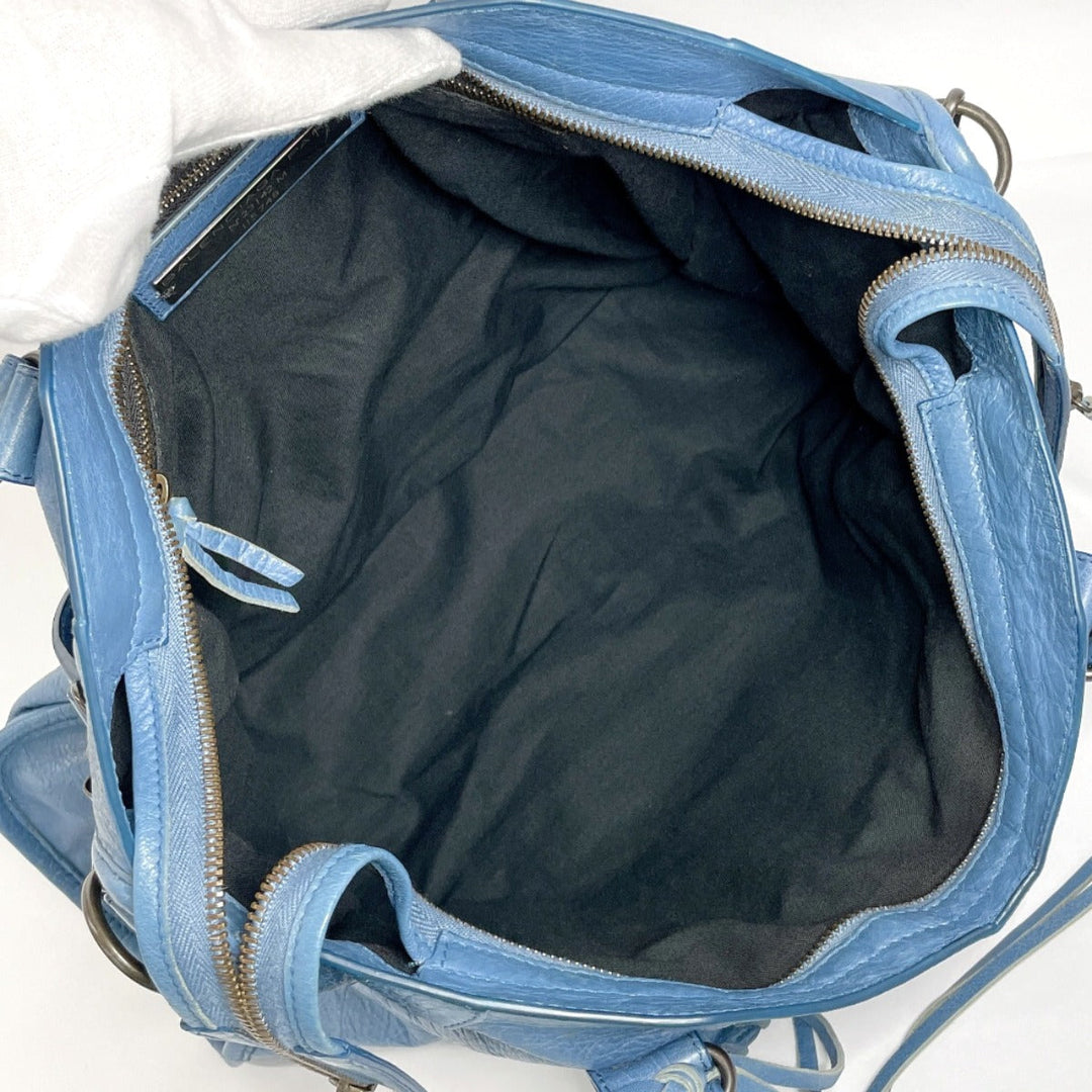 BALENCIAGA Handbag 115748・4245 leather blue The city