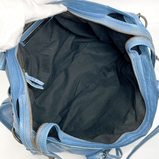 BALENCIAGA Handbag 115748・4245 leather blue The city