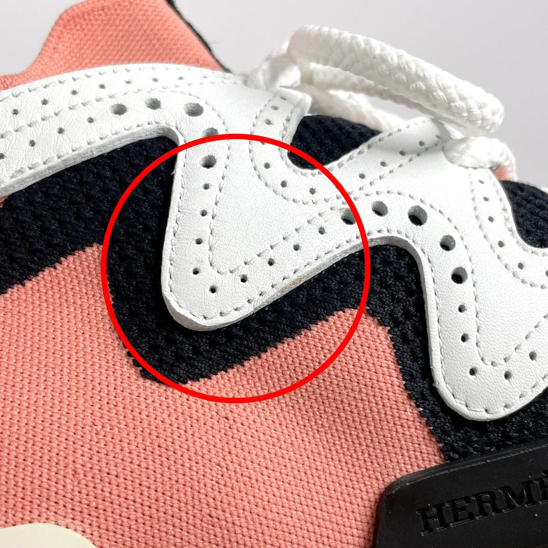 HERMES sneakers Leather, Canvas pink 37