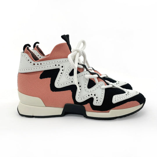 HERMES sneakers Leather, Canvas pink 37