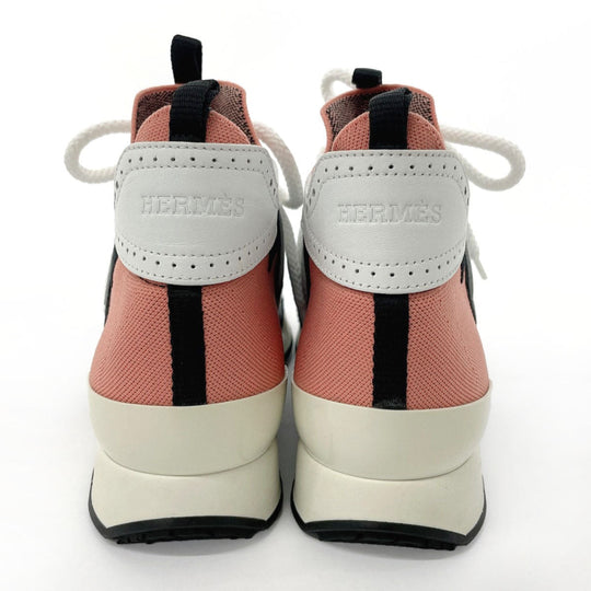 HERMES sneakers Leather, Canvas pink 37