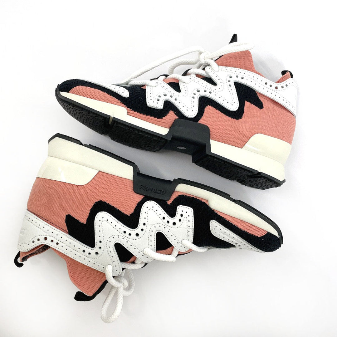 HERMES sneakers Leather, Canvas pink 37