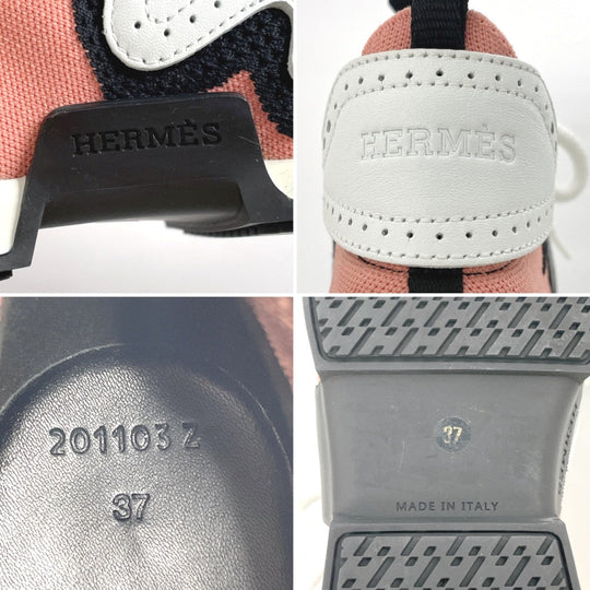 HERMES sneakers Leather, Canvas pink 37