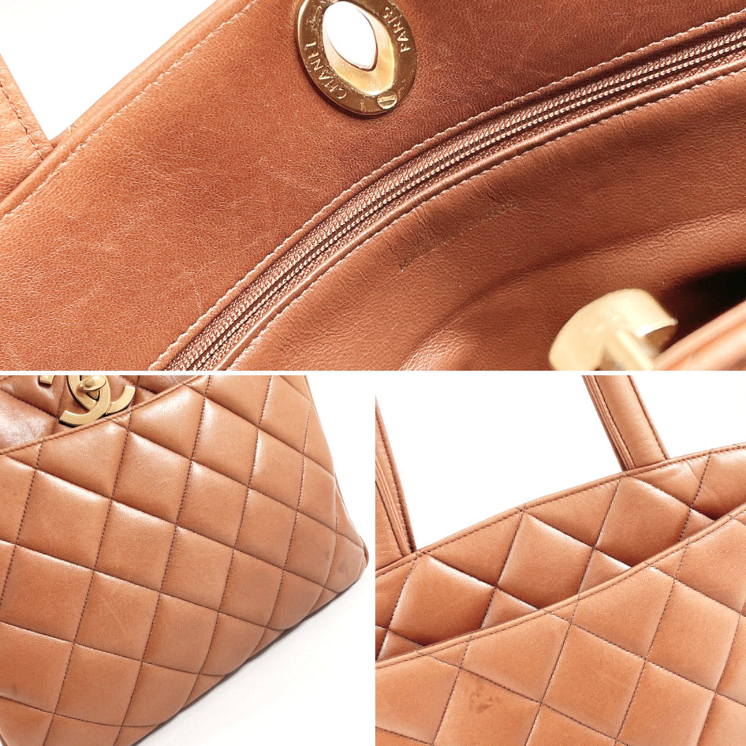 CHANEL Handbag lambskin Brown Matrasse COCO Mark Women Used Authentic