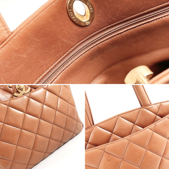 CHANEL Handbag lambskin Brown Matrasse COCO Mark Women Used Authentic