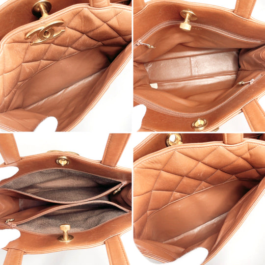 CHANEL Handbag lambskin Brown Matrasse COCO Mark Women Used Authentic