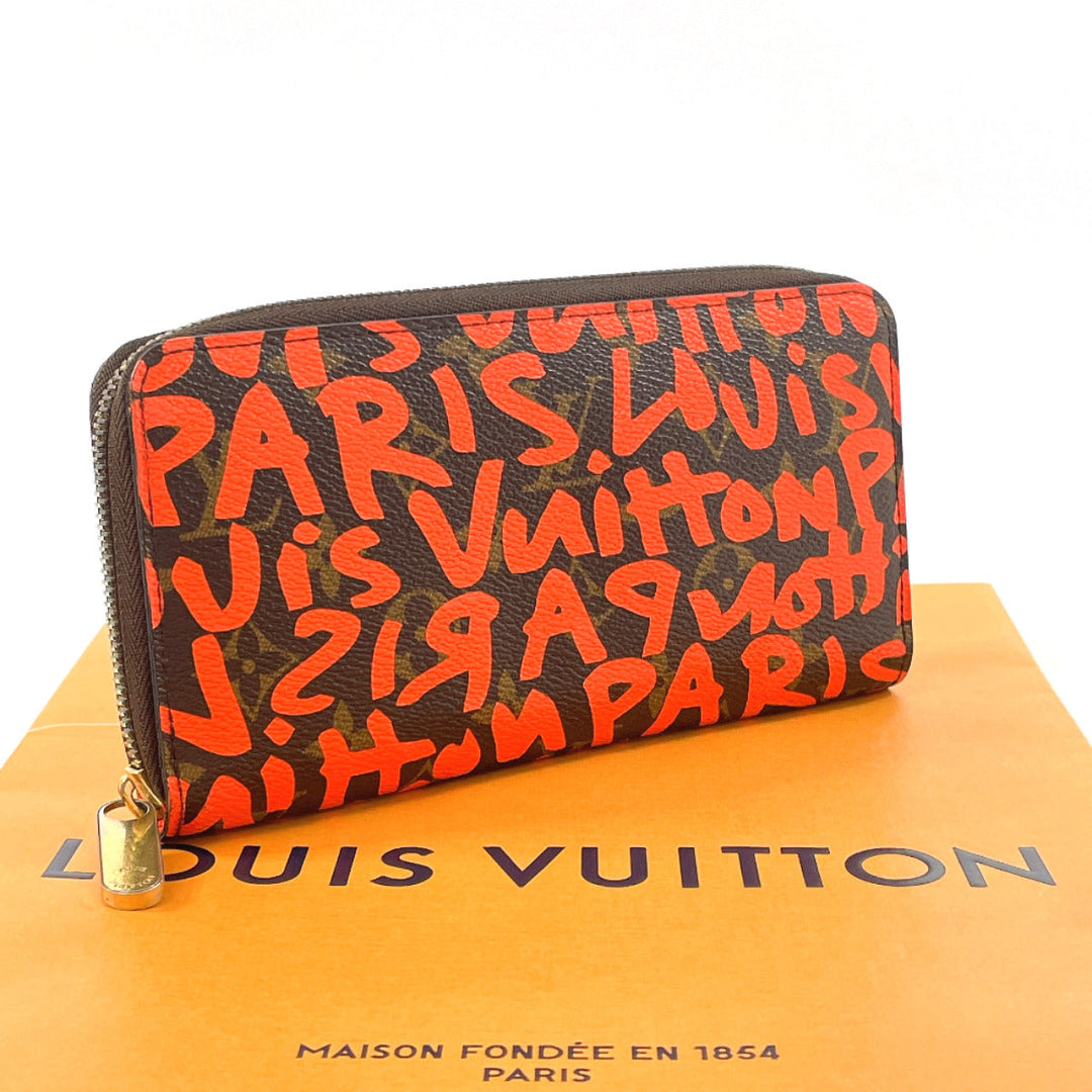 LOUIS VUITTON Long Wallet Purse M93711 Monogram canvas Brown Monogram graffiti Zippy wallet unisex Used Authentic