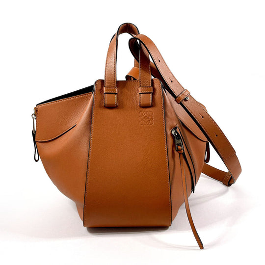 LOEWE Handbag leather Brown 2WAY Hammock Small Women Used Authentic
