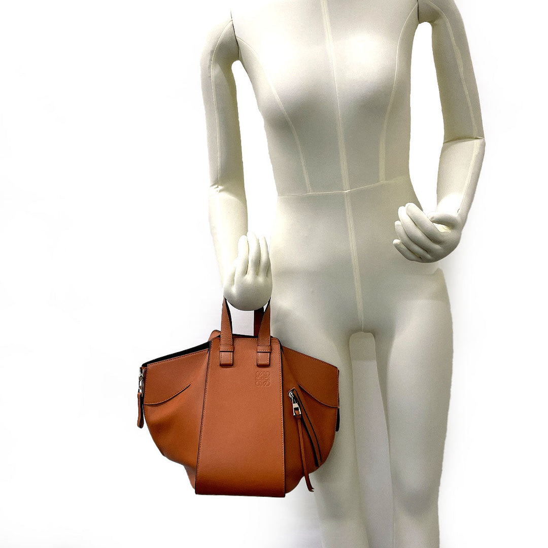 LOEWE Handbag leather Brown 2WAY Hammock Small Women Used Authentic