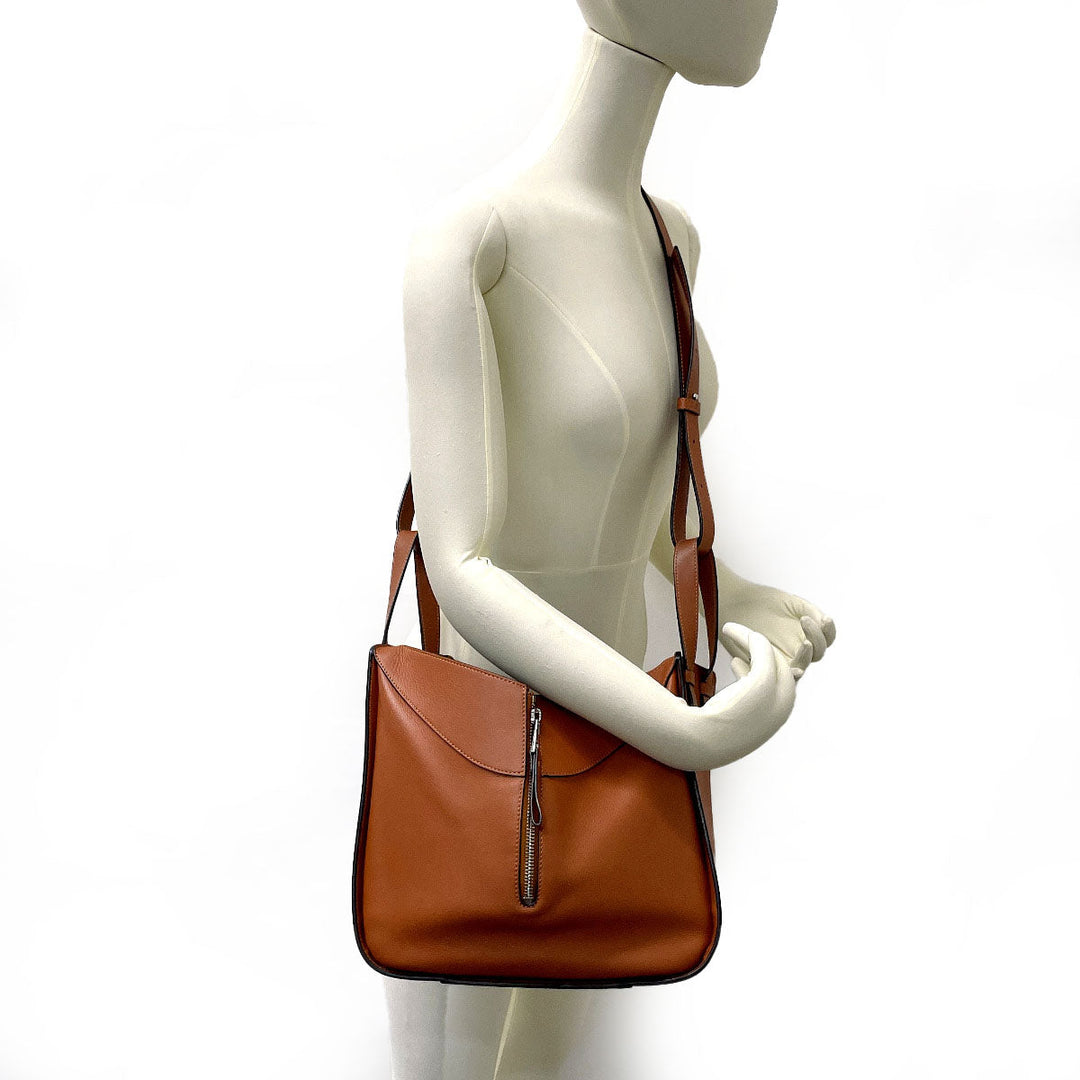 LOEWE Handbag leather Brown 2WAY Hammock Small Women Used Authentic