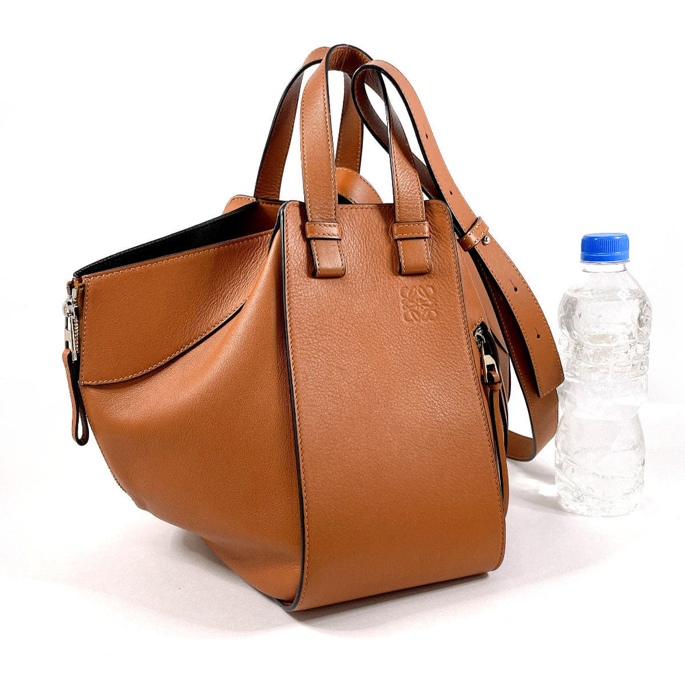 LOEWE Handbag leather Brown 2WAY Hammock Small Women Used Authentic