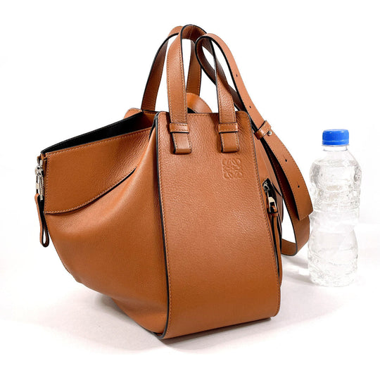 LOEWE Handbag leather Brown 2WAY Hammock Small Women Used Authentic