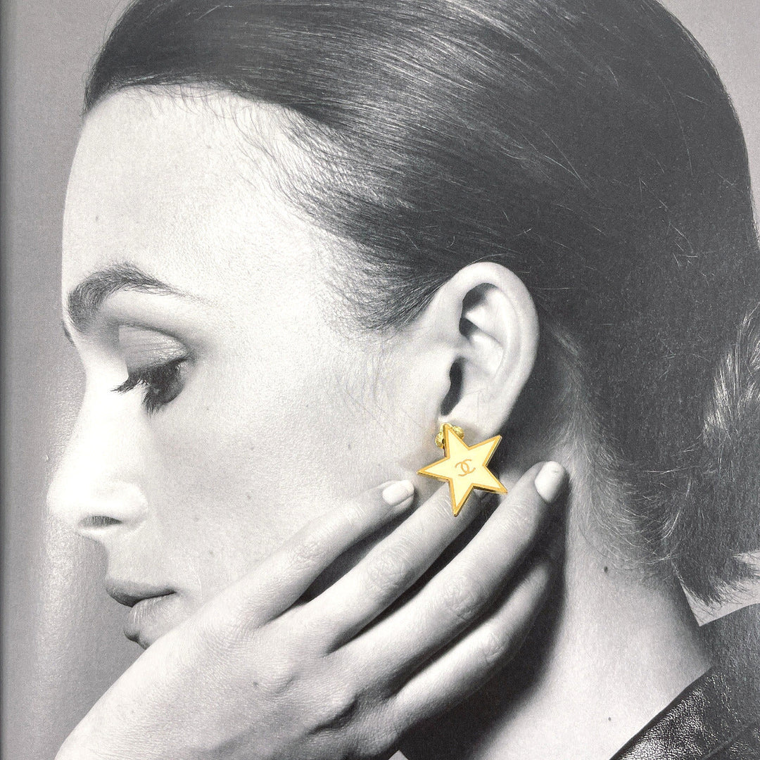 CHANEL Earring Gold Plated gold COCO Mark Star