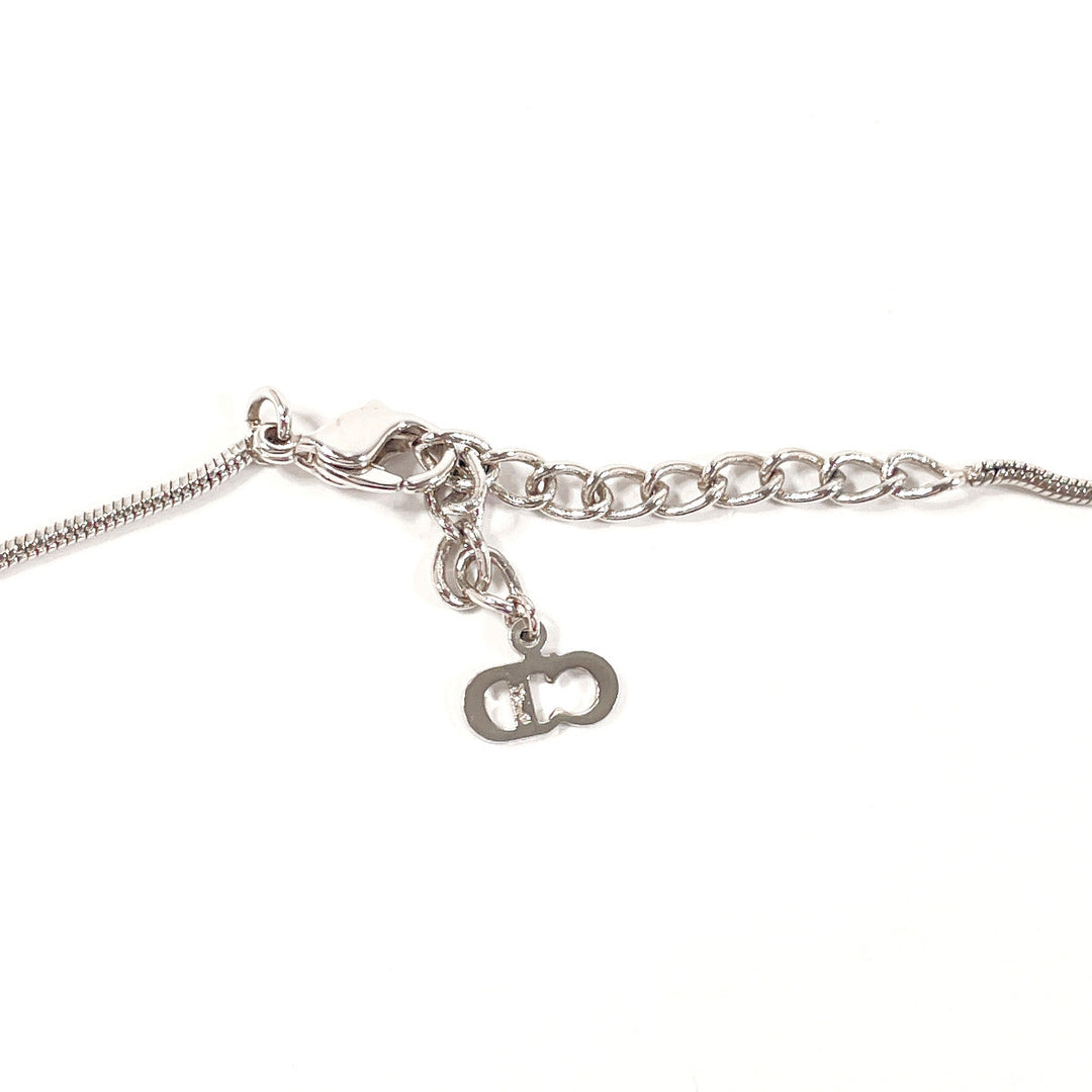 Christian Dior Necklace Metal, Rhinestone Silver D logo