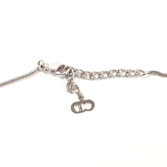 Christian Dior Necklace Metal, Rhinestone Silver D logo