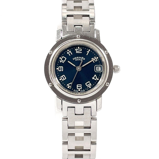 HERMES Watches Quartz CL4.210 Stainless Steel Silver Clipper Navy dial