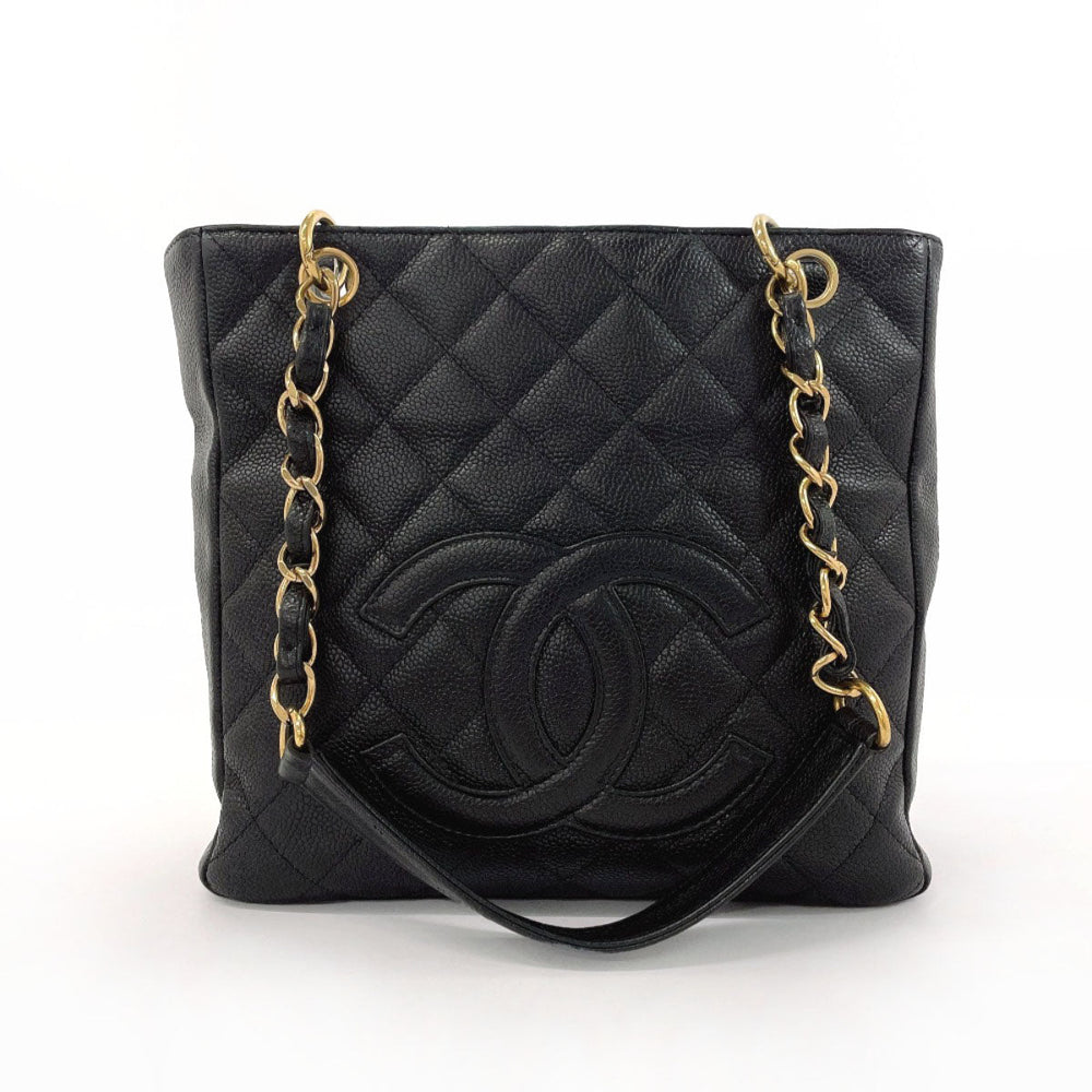 CHANEL Tote Bag Matt caviar skin black COCO Mark PST Matelasse