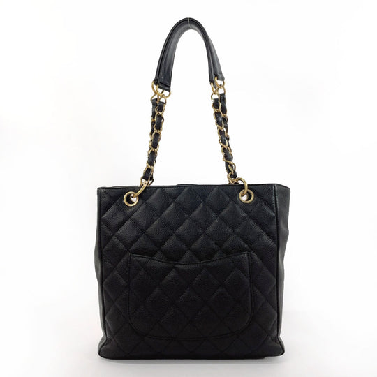 CHANEL Tote Bag Matt caviar skin black COCO Mark PST Matelasse