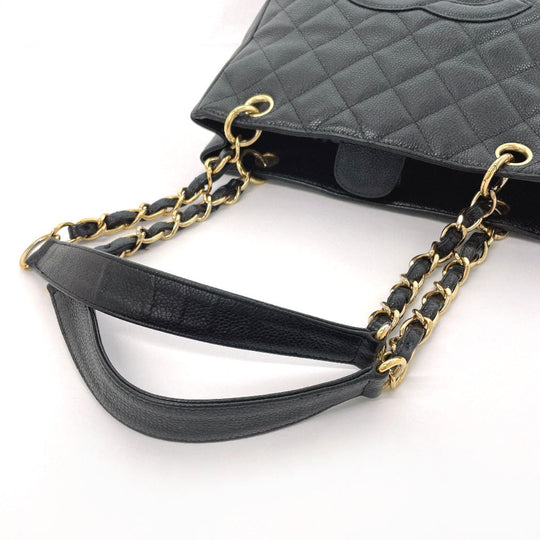 CHANEL Tote Bag Matt caviar skin black COCO Mark PST Matelasse