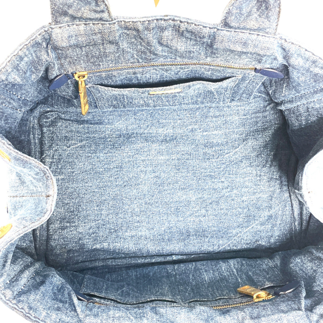 PRADA Tote Bag B1877B denim blue Canapa M