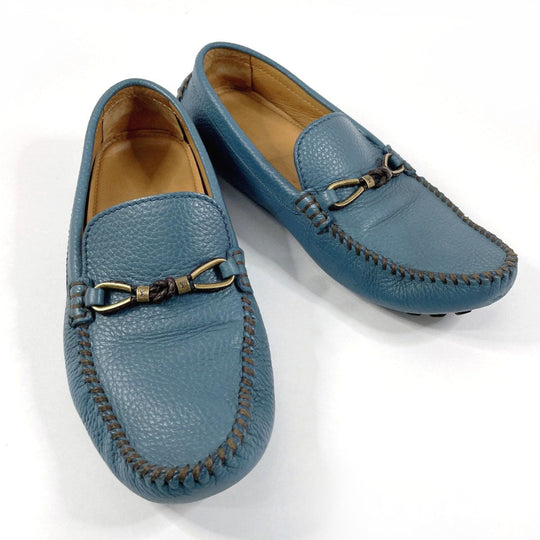 LOUIS VUITTON loafers leather blue Raspail Line mens M 7 Used Authentic