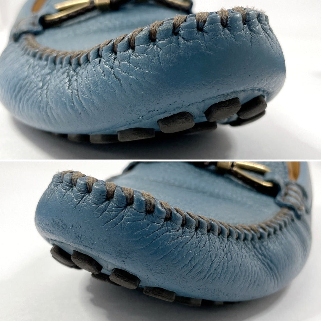 LOUIS VUITTON loafers leather blue Raspail Line mens M 7 Used Authentic