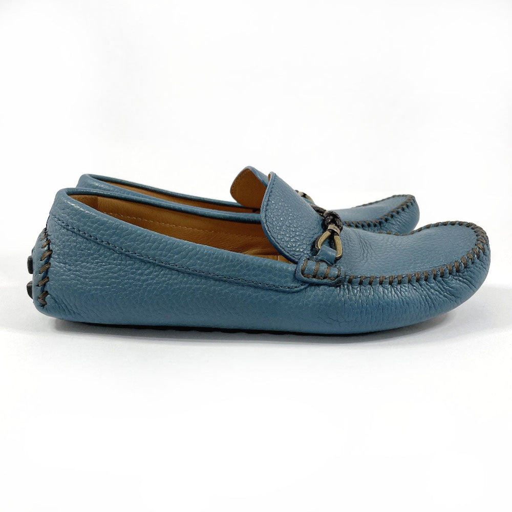 LOUIS VUITTON loafers leather blue Raspail Line mens M 7 Used Authentic