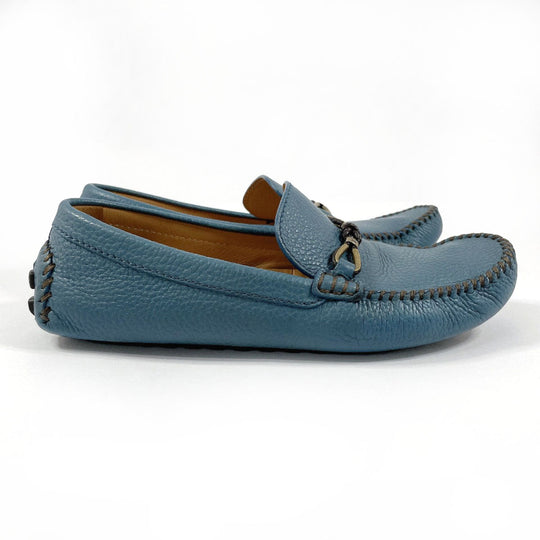 LOUIS VUITTON loafers leather blue Raspail Line mens M 7 Used Authentic