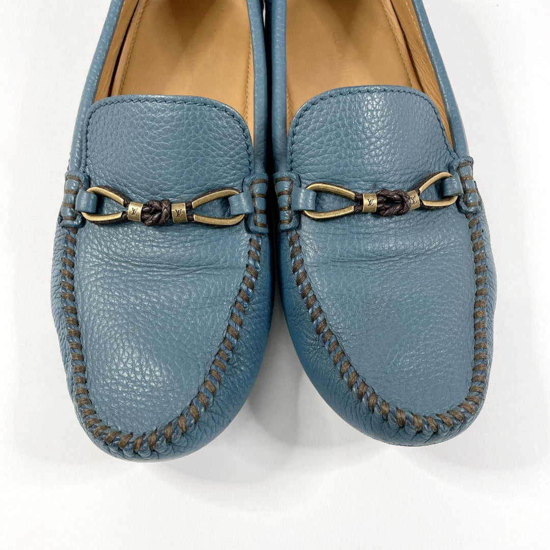 LOUIS VUITTON loafers leather blue Raspail Line mens M 7 Used Authentic