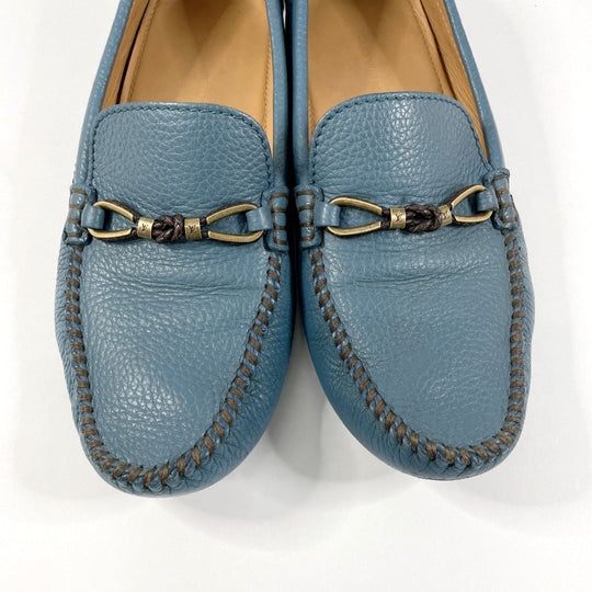 LOUIS VUITTON loafers leather blue Raspail Line mens M 7 Used Authentic