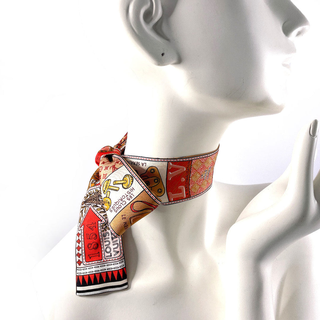 LOUIS VUITTON scarf M70856 silk Red Bandeau BB Ju de Louis