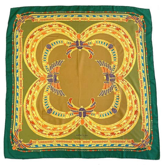 CARTIER scarf Silk, 100% silk green Women Used Authentic