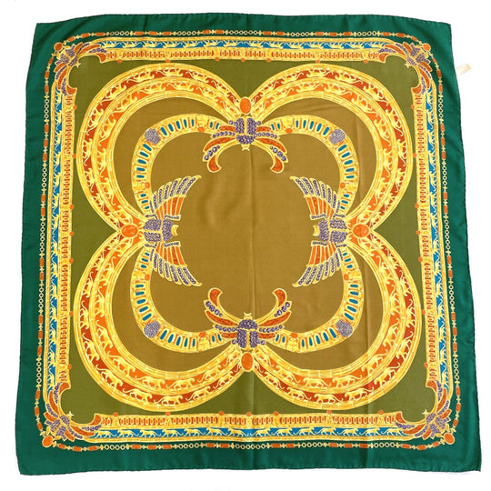 CARTIER scarf Silk, 100% silk green Women Used Authentic