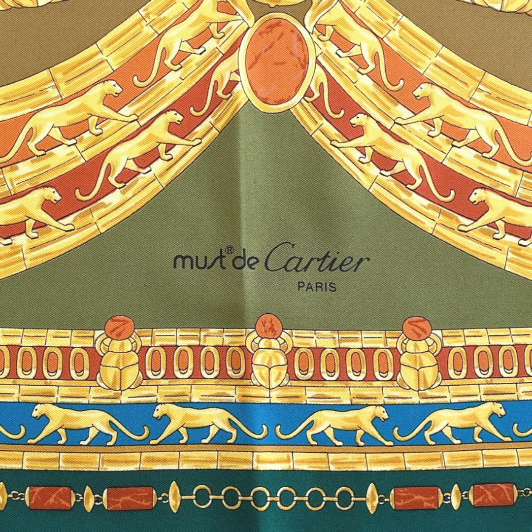 CARTIER scarf Silk, 100% silk green Women Used Authentic