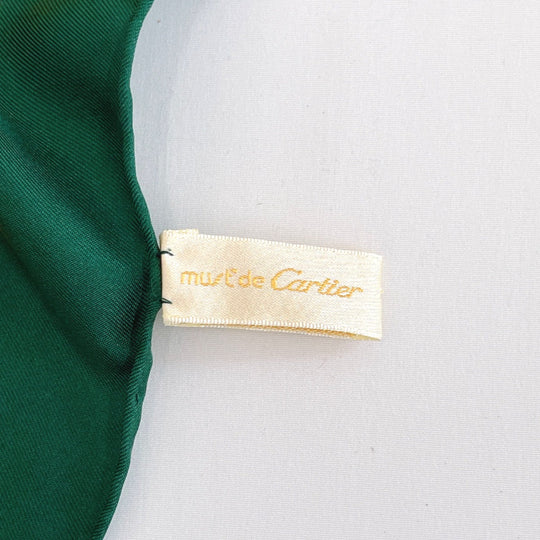 CARTIER scarf Silk, 100% silk green Women Used Authentic