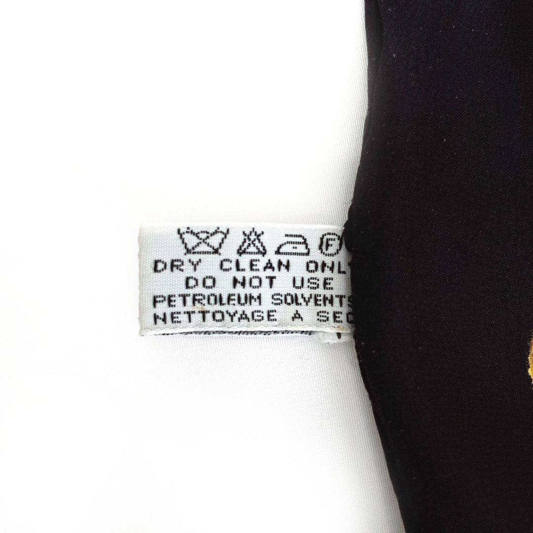 CHANEL scarf silk black Chain Flower COCO Mark