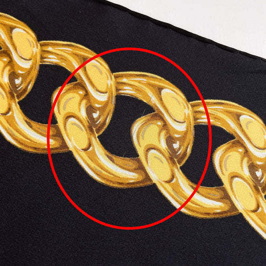 CHANEL scarf silk black Chain Flower COCO Mark