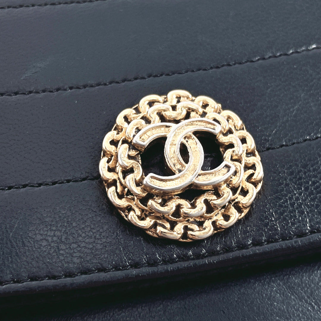 CHANEL Shoulder Bag lambskin black Half moon ChainShoulder Women Used Authentic