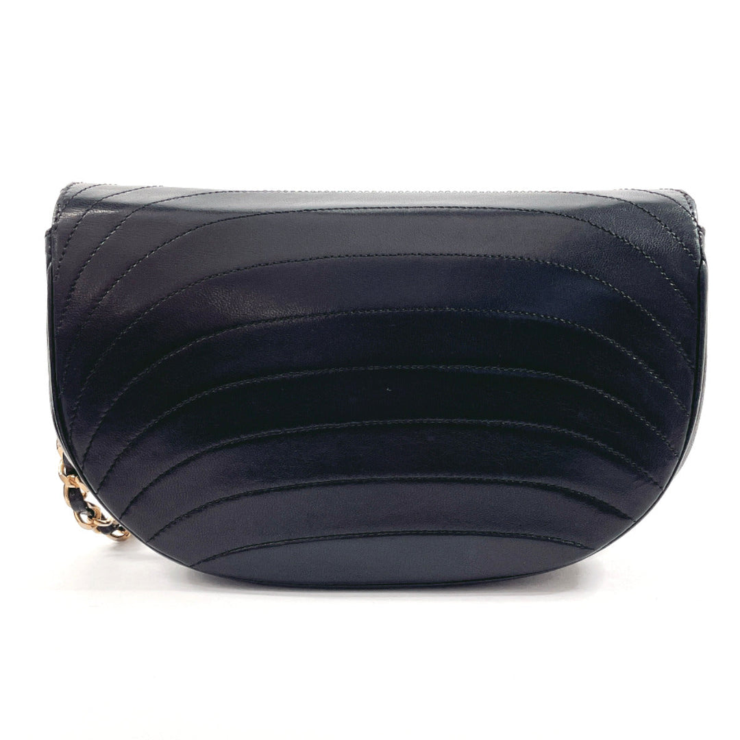 CHANEL Shoulder Bag lambskin black Half moon ChainShoulder Women Used Authentic