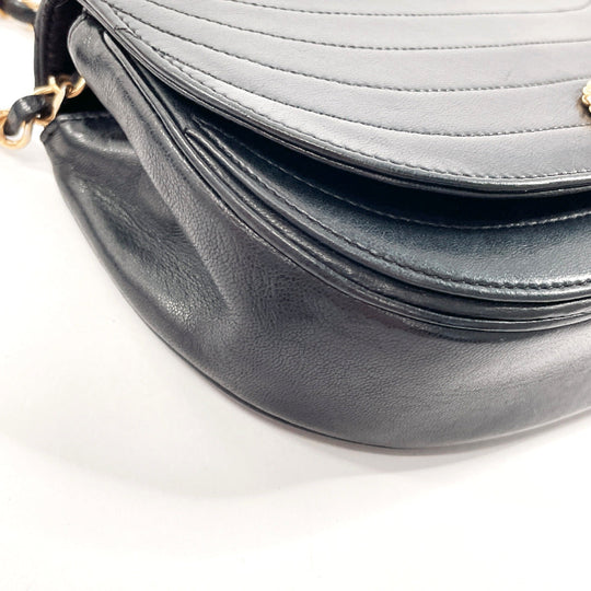 CHANEL Shoulder Bag lambskin black Half moon ChainShoulder Women Used Authentic
